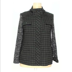 L/XL Logo Lori Goldstein Buffalo green checkered cardigan jacket